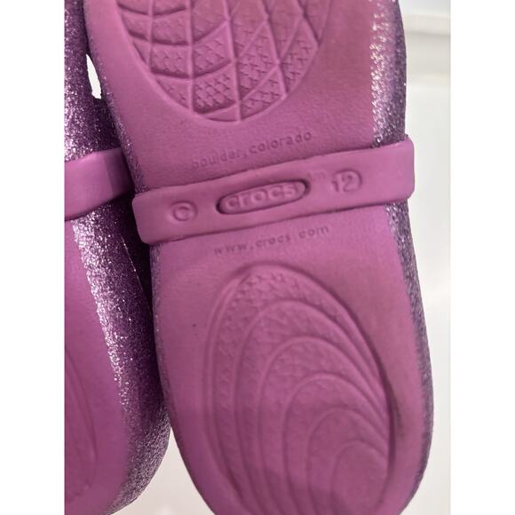 Crocs Keeley Girls Size 12 Candy Hot Pink Bling Bow Mary Jane Shoes Flat - Picture 6 of 7